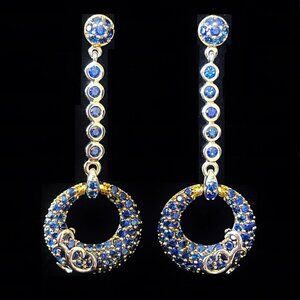 $6750 / NEW / Italian Designer Blue Sapphire Earrings / 13.6 grams